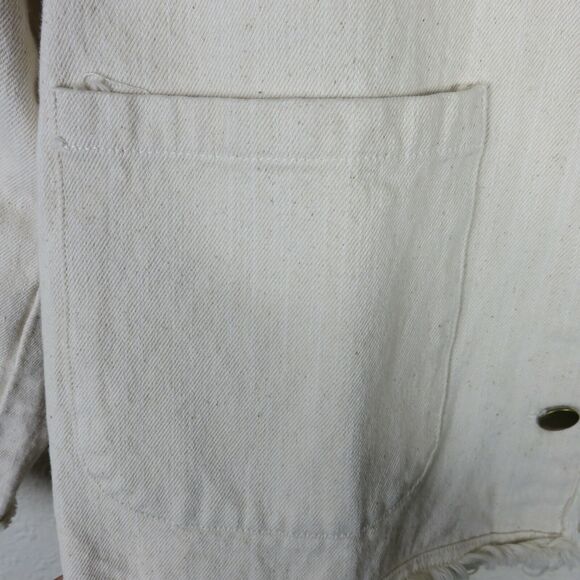 Mod Ref Frayed Hem Cream Jean Jacket - Women's Small - Picture 6 of 11
